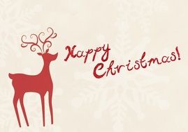 drawn deer and inscription merry christmas