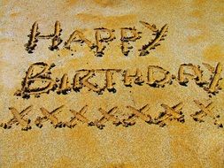 the inscription on the sand on the beach