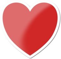 glossy Red heart form in white outline