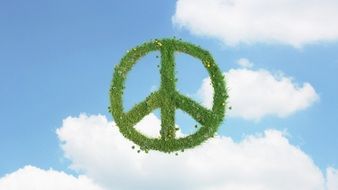 clipart of the Peace symbol in a sky