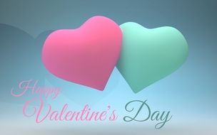 card with pink and blue hearts on Valentine's Day