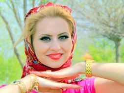 blonde Girl with scarf beauty