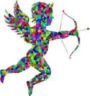 colorful prismatic cupid with an arrow