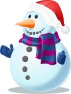 Happy snowman in a scarf