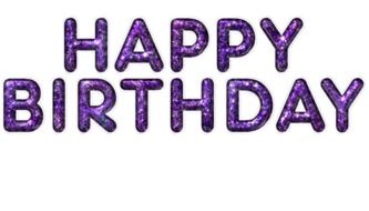 purple inscription Happy Birthday