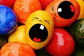 colorful Easter eggs with funny face