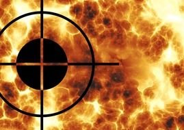 crosshairs on the fire background