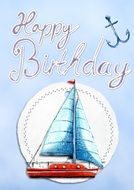 Birthday greeting card with navy theme