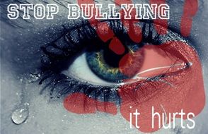 Stop Bullying, collage with weeping eye