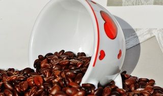 Coffee beans For Two Love Heart Cup