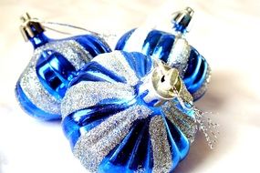 blue shiny Christmas baubles