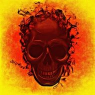 skull on the yellow background