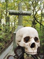 skull near the cross for halloween