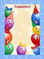 colorful card with colorful balloons