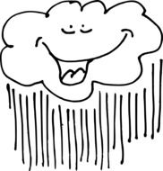 black and white drawing of the clouds with rain