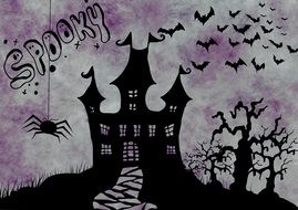 banner with spiders for halloween