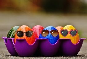 Easter eggs with sunglasses