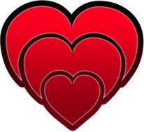 three red hearts