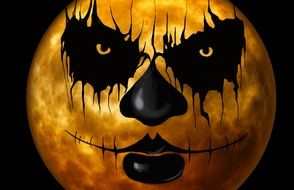 digital moon with creepy face