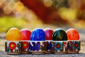 Easter eggs in porcelain coasters
