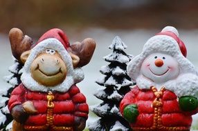 Christmas festival time Moose and Snow Man