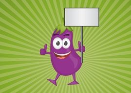 painted eggplant with a sign
