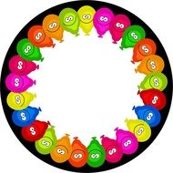 round frame with colorful balloons