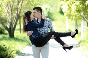 young woman is on men's hand