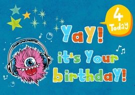 birthday card with monster
