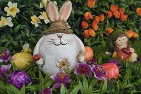 Easter Bunny figurine in flowers