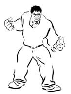 black and white drawing of hulk