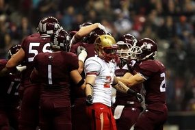 bunch of players in american football
