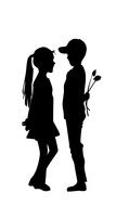 black silhouette of children in love