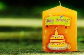 Happy Birthday orange Candle