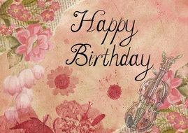 vintage pink birthday card