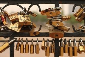 Lots of wedding padlocks on a bridge