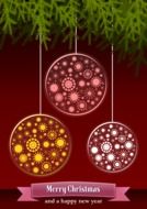 painted Christmas balls on a postcard