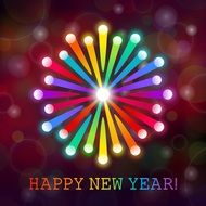 Happy New Year Card Fireworks drawing