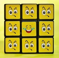 Rubik's Cube with emoticon faces