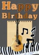 Birthday greeting card with guitar