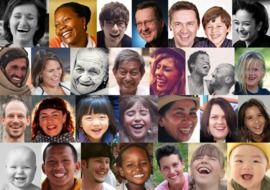 Portraits of laughing people