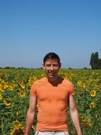 Man in sunflower field