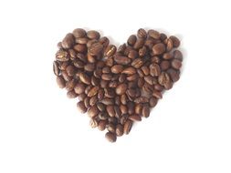 coffee beans in the shape of a heart