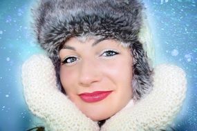 winter portrait of a girl in a hat