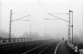 Foggy mood on a train station