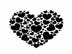 heart shape of many black hearts drawing