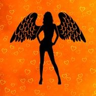 black silhouette of s woman with wings