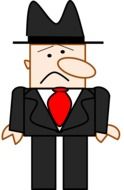 character with a sad face in a suit as an illustration