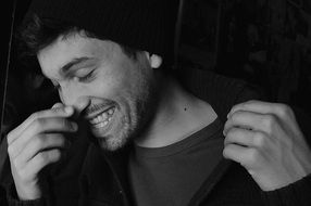 happy man in black and white background