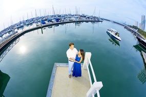 couple in love on a marina